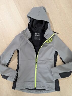 Fox Racing Women's Pit Softshell Jacket Gray Black Hooded Size Small